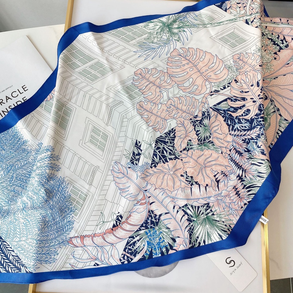 Hàng Mới Về Khăn Choàng Cổ Dài Ruy Băng Mỏng Họa Tiết Kim Cương Hình Học Hoa Cỏ Phong Cách Hàn Quốc Dành Cho Nữ