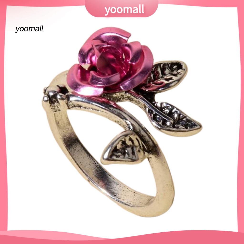 Nhẫn Đính Hôn Hai Tông Màu Bằng Đồng Mỏng Họa Tiết Hoa Hồng Cho Nữ
