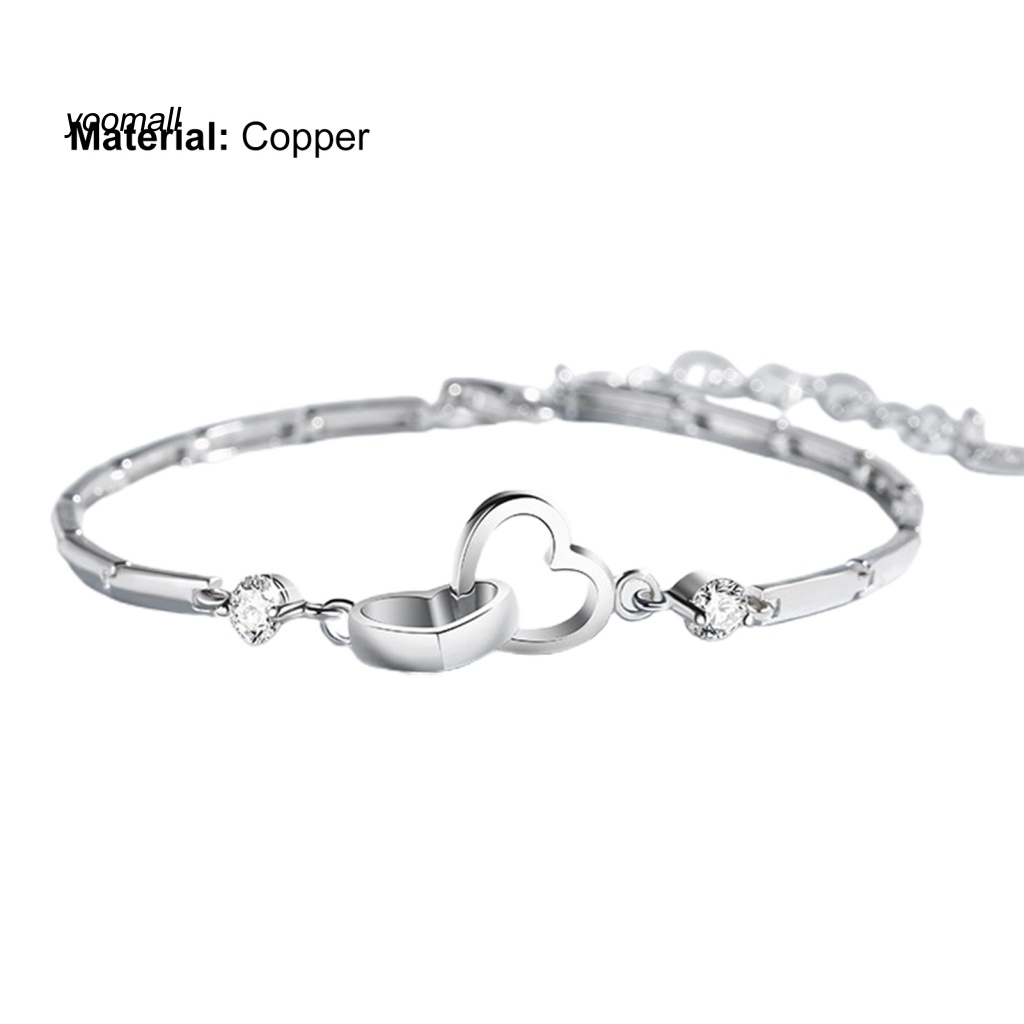 Yo / Vòng Đeo Tay Chuỗi Xích Bắt Mắt Bằng Đồng Hình Trái Tim Quyến Rũ Dành Cho Nữ