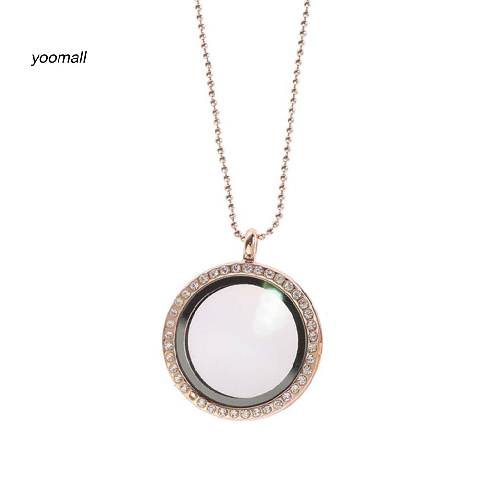 Vòng cổ Mặt Kính Tròn Đính Kim Cương Giả Cho Nữ