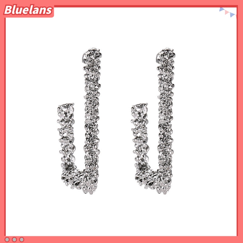 Bông Tai Hình Vuông Mặt Nhám Khắc Họa Tiết Cổ Điển Thời Trang