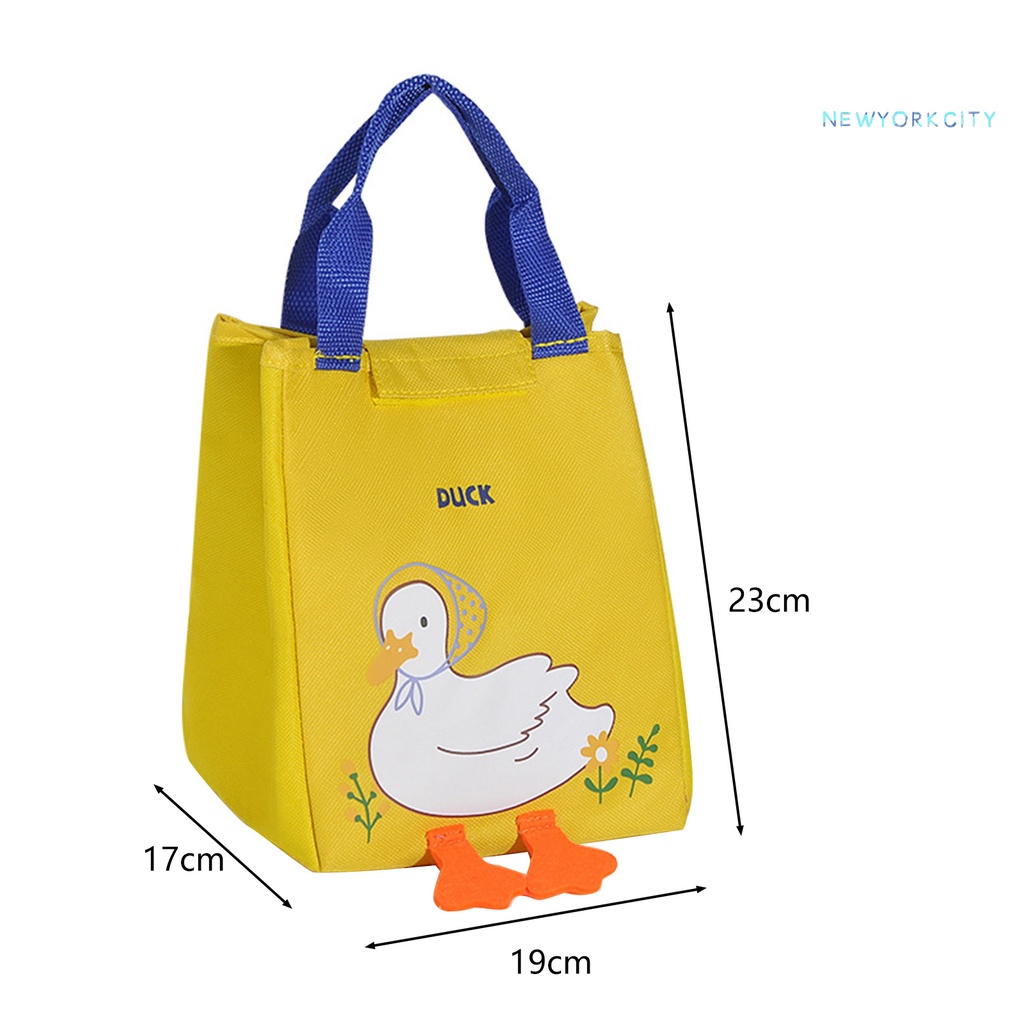 Túi Đựng Cơm Trưa Giữ Nhiệt Chống Rò Rỉ Họa Tiết Vịt Vàng Hoạt Hình Gấp Gọn Được Sức Chứa Lớn Đa Năng