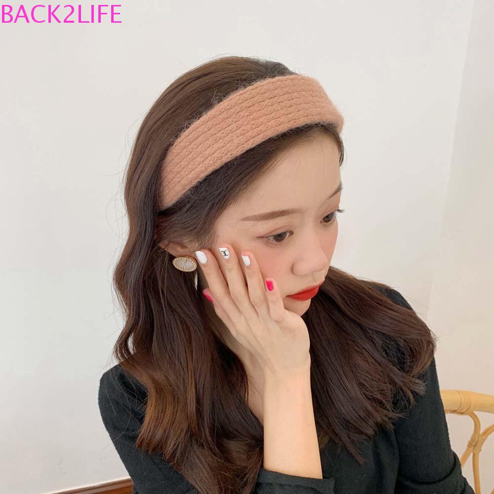 2 Băng Đô Len Màu Trơn Đơn Giản Cho Nữ