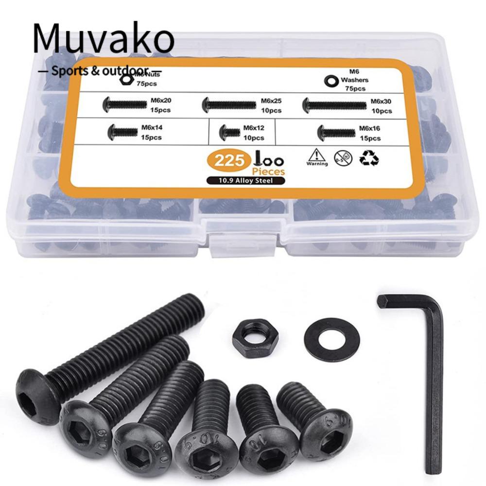 MUVAKO Set 225 Con Vít Đầu Lục Giác 12mm M6 10.9 Chuyên Dụng