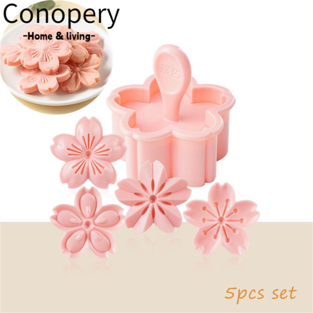 Conopery Bộ 5 Khuôn Cắt Bánh Quy Hình Cánh Hoa Anh Đào 3D