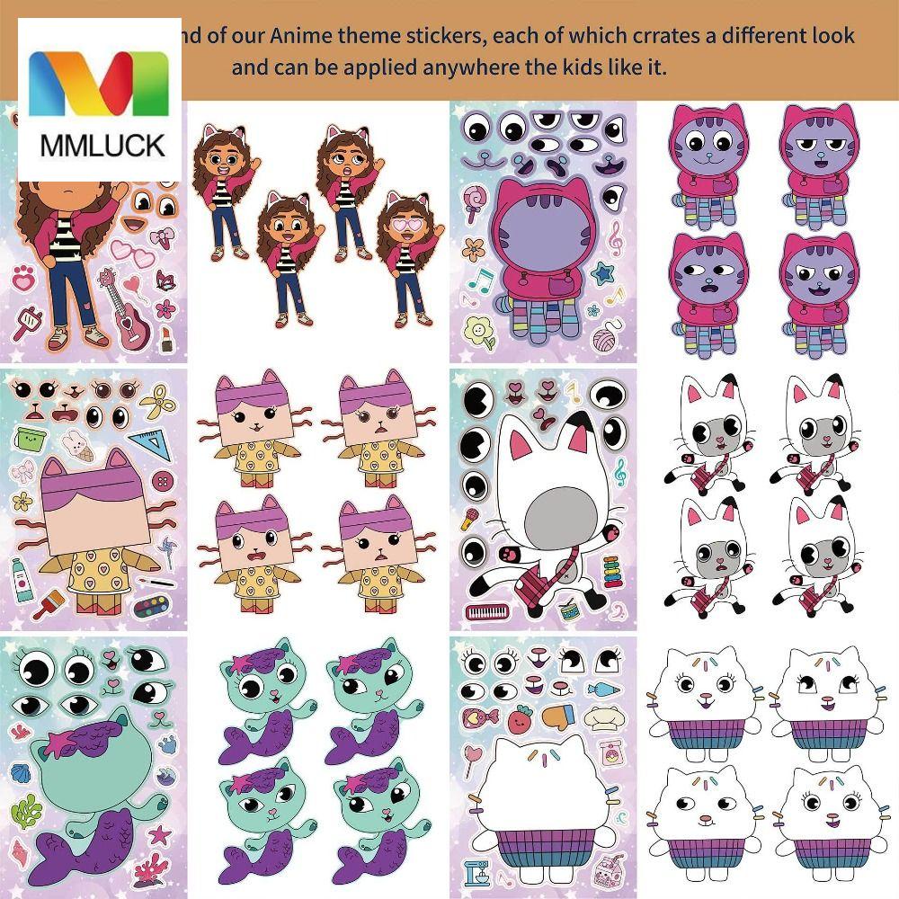 Set 12 Tờ Sticker Hoạt Hình Dán Búp Bê Gabby 'S Chống Thấm Nước Đồ Chơi Giáo Dục Cho Bé Diy