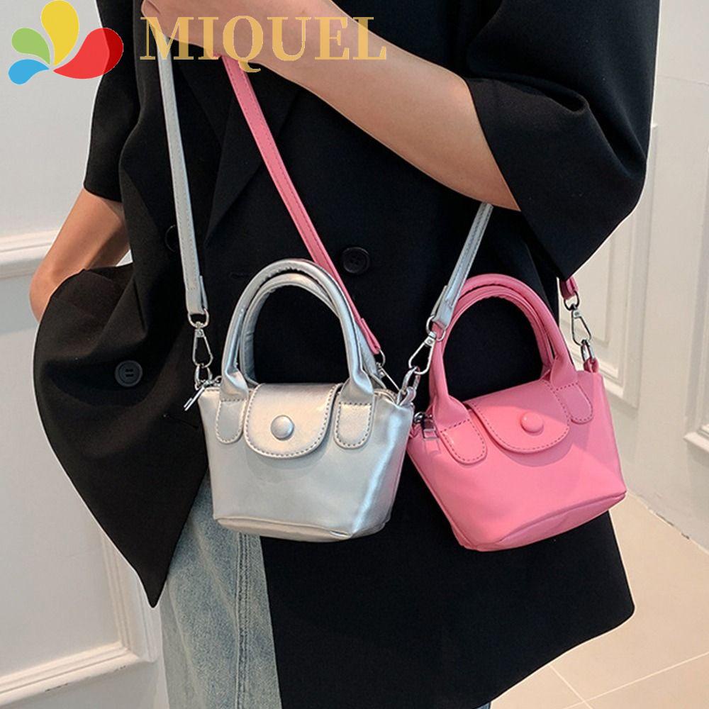 Túi Xách Da PU Mini Màu Trơn Phong Cách Pháp Thời Trang Cho Nữ