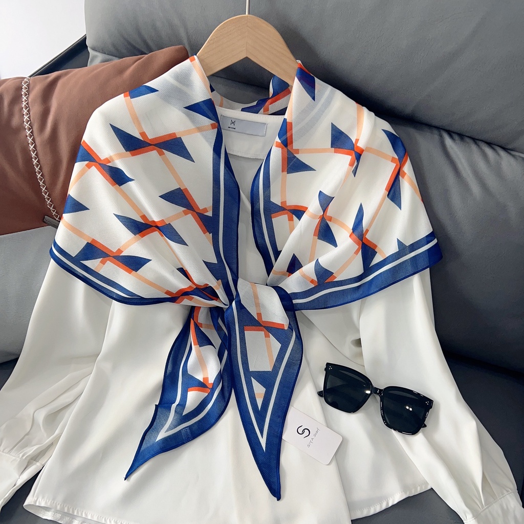 Khăn Choàng Nhỏ Thắt Nút Họa Tiết Hình Học Thời Trang Mùa Hè Cho Nữ