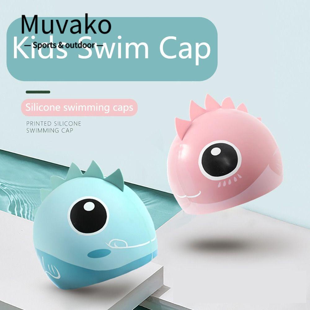 MUVAKO Mũ Bơi Silicone In Chữ  Cho Bé