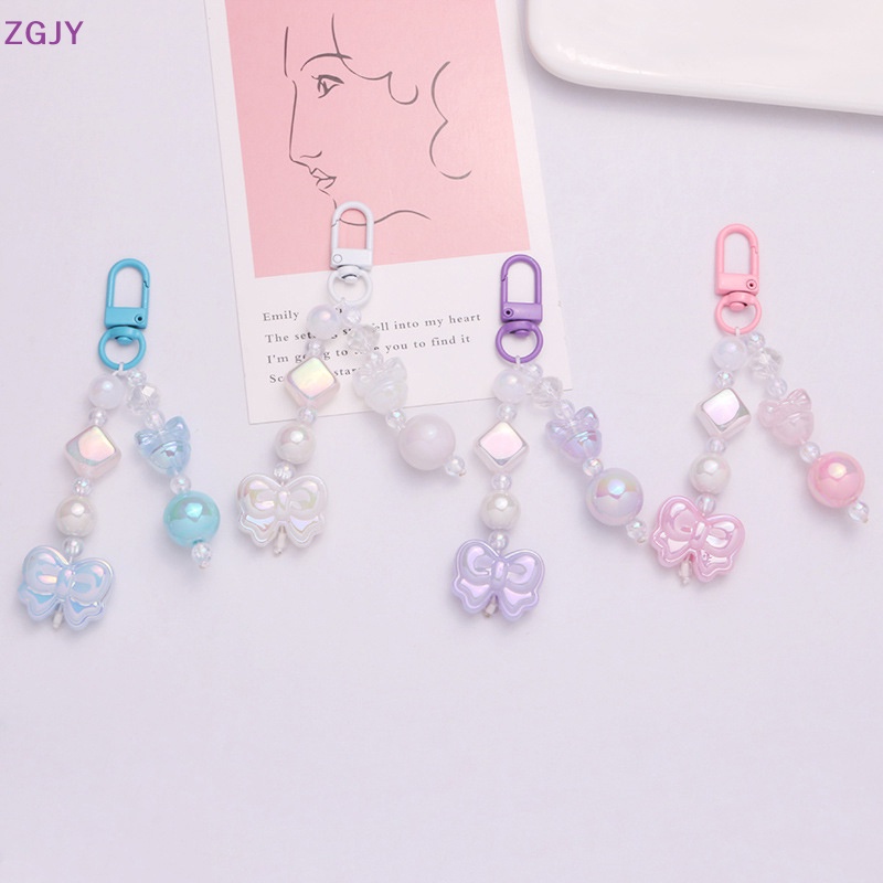 Móc Khóa Hình Nơ Bằng Acrylic Mạ Màu Dễ Thương Mới