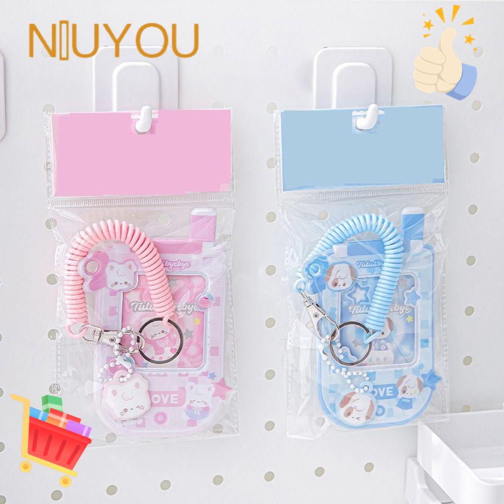 NIUYOU Kẹp Giữ Thẻ Điện Thoại Bằng Nhựa PVC Hai Màu Họa Tiết Dễ Thương Cho Học Sinh