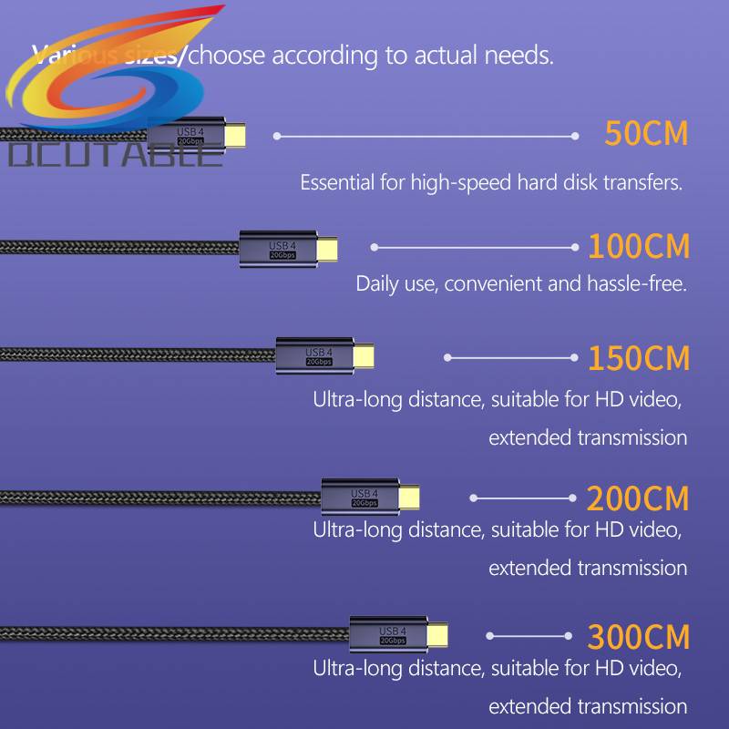 Cáp Sạc Nhanh 20Gbps 8K 60Hz PD 100W USB 4.0 Type-C Male Sang Male