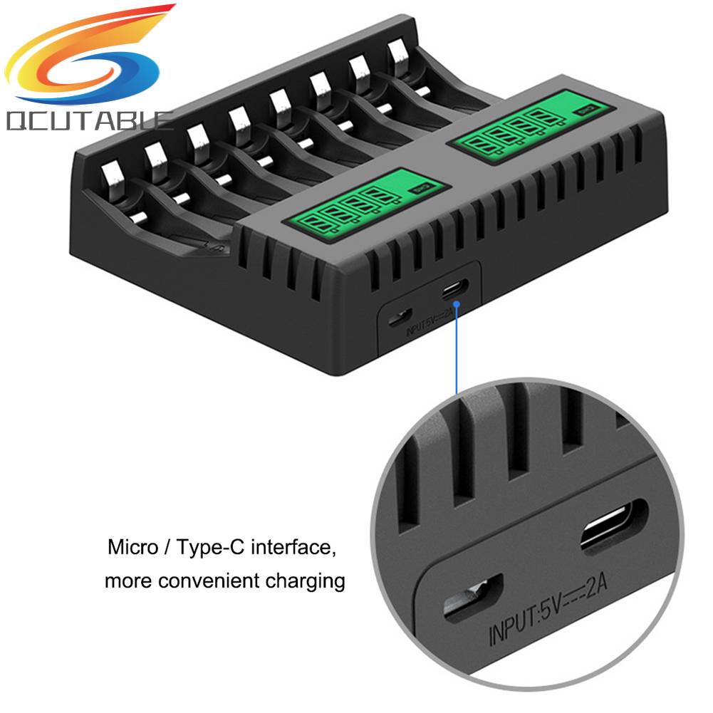 Bộ Sạc Pin Thông Minh 8 Ngăn DC 5V 2A Ni-MH / Ni-Cd AA AAA