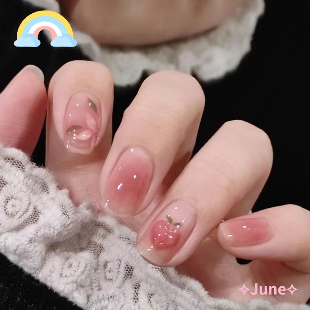 JUNE Bộ Móng Tay Giả Ngắn Dài Có Thể Tháo Rời Cho Nữ