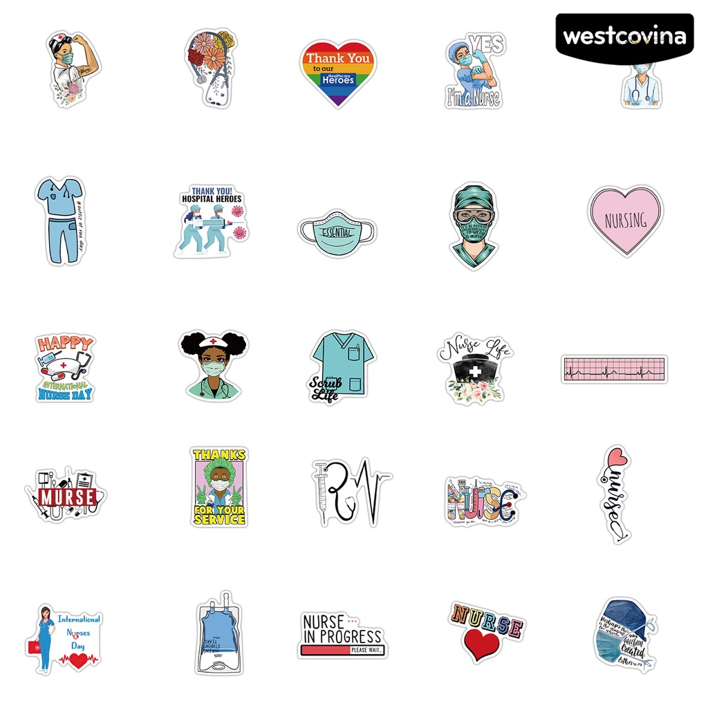 [WSTN]✎Bộ 50 Miếng Dán Họa Tiết Hoạt Hình Chống Thấm Nước Độc Đáo Trang Trí Bình Nước / Cốc