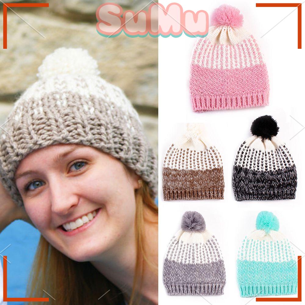 SUMU Mũ Lưỡi Trai Đan Len Điều Chỉnh Được Đính Bóng Lông Thời Trang Xuân Thu Mới Cho Nữ