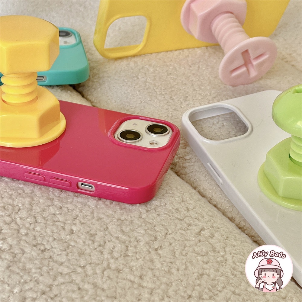 Ốp Điện Thoại TPU Mềm Bóng Trong Suốt Có Giá Đỡ Và Ốc Vít Màu Macaron Chống Va Đập Cho IPhone 14 Pro Max 11