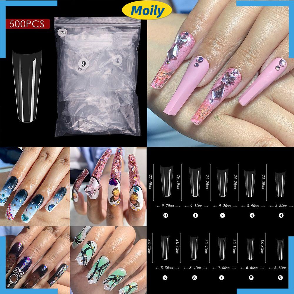 MOILYVN Móng Tay Giả Bằng Acrylic Trong Suốt Nhiều Kích Cỡ Cho Nữ