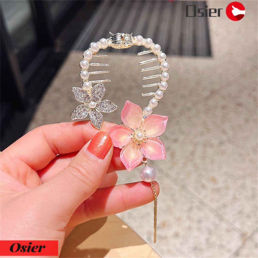 OSIER1 Kẹp Tóc Kim Loại Đính Đá Nhân Tạo Thiết Kế Hợp Thời Trang