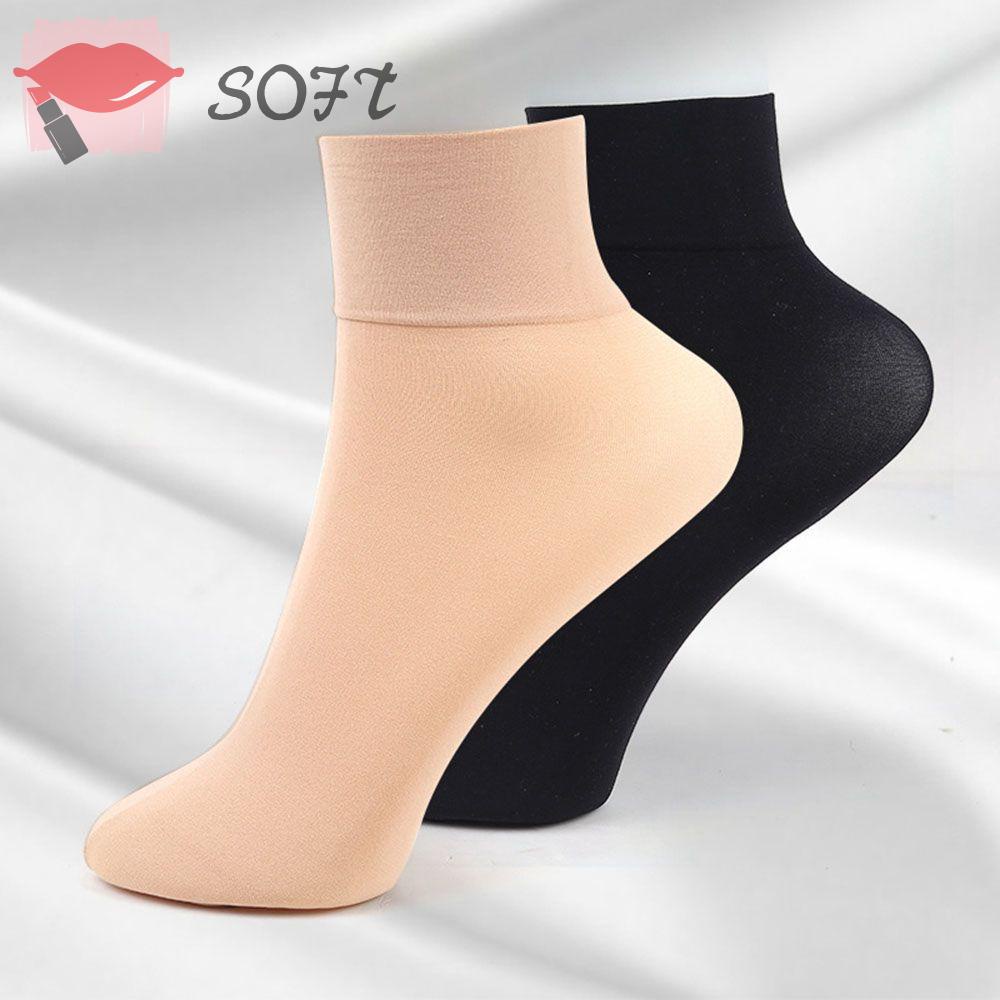 SOFTNESS Set 5 / 10 Đôi Vớ Lụa Nylon Dày Miệng Rộng Thời Trang