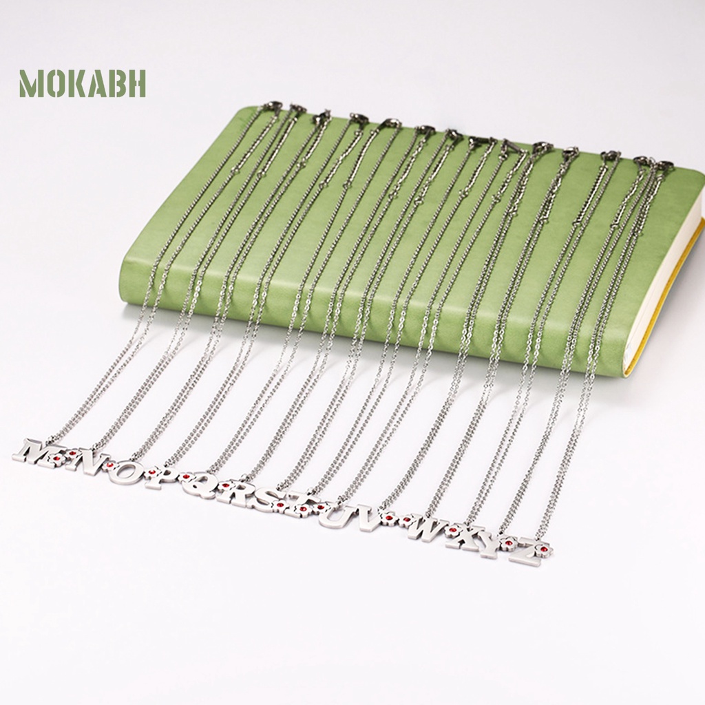 [Mok Abh] Vòng cổ Bằng Thép Titan Mặt Hình Bảng Chữ Cái Đơn Giản Dễ Phối Đồ Thân Thiện Với Da Không Dị Ứng Trang Trí Unisex