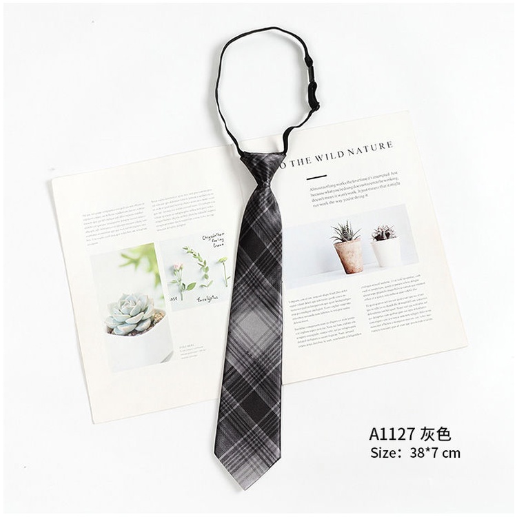 Cà Vạt Đồng Phục Bachelor Kẻ Sọc Caro Xám Phong Cách Retro Nhật Bản Cho Nam Nữ