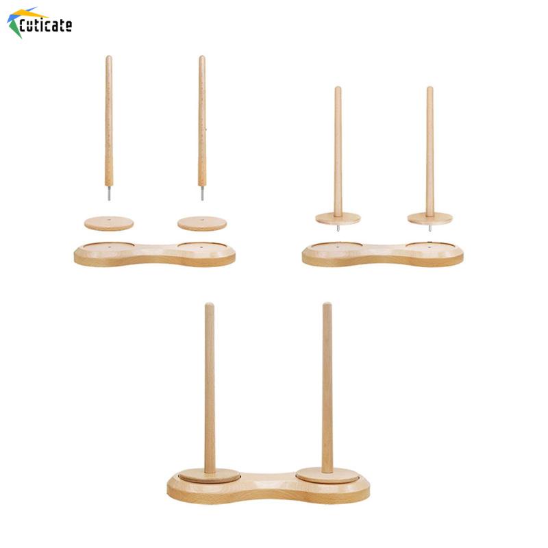 Giá Đỡ Bóng Sợi Gỗ Giữ 2 Cuộn Chỉ Dành Cho Mẹ Và Bé May Vá