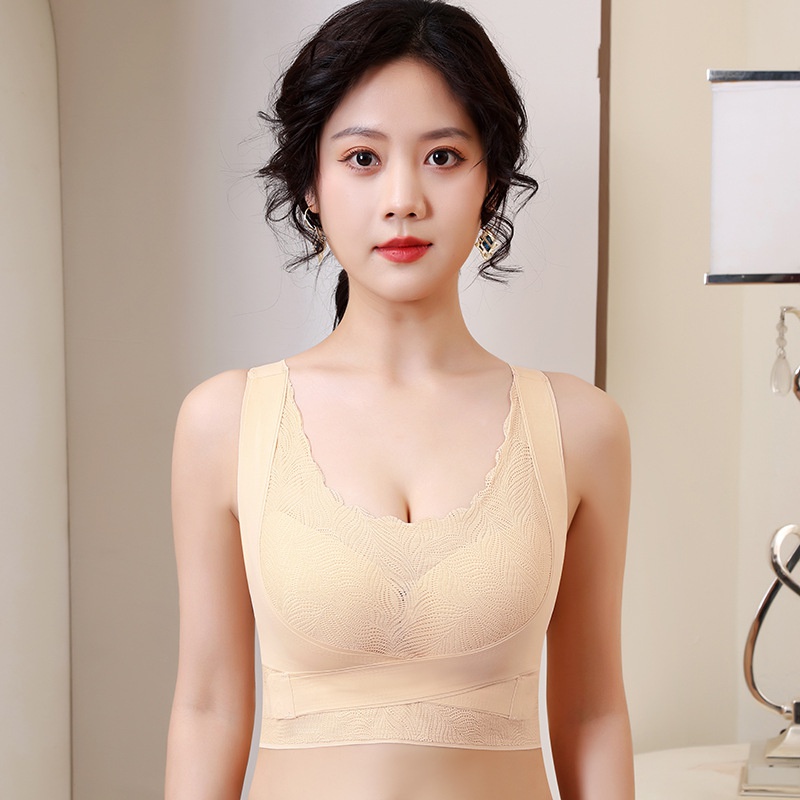 Áo Ngực Thể Thao Phối Ren Dây Chéo Lưng Điều Chỉnh Được Không Đường May Thoải Mái