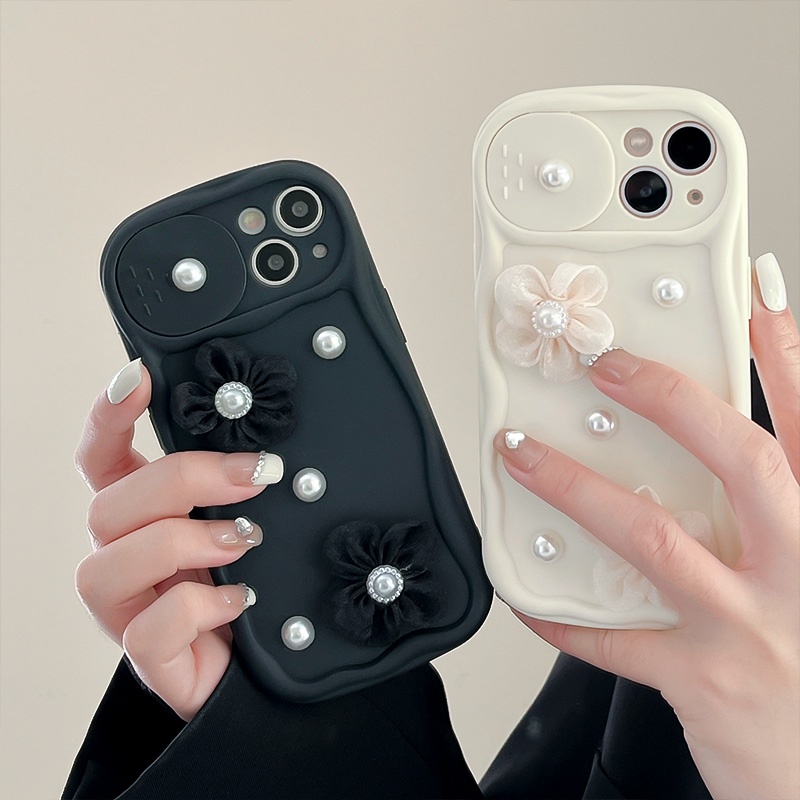 Ốp Điện Thoại TPU Mềm Chống Sốc Đính Hạt Ngọc Trai Và Hoa 3D Dành Cho Apple IPhone 14 13 12 11 Pro Max