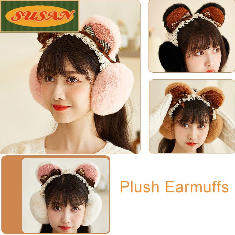 SUSANS Chụp Tai Phối Lông Giữ Ấm Chống Gió Thời Trang