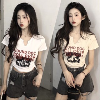 Áo phông in hình croptop ôm body áo thun rút dây 2 bên áo cổ chữ v áo croptop ôm crotop trắng croptop kiểu