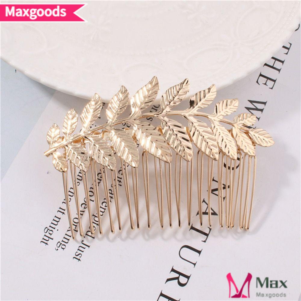 Bộ 2 Lược Cài Tóc Hình Chiếc Lá Màu Vàng Thời Trang Dành Cho Cô Dâu