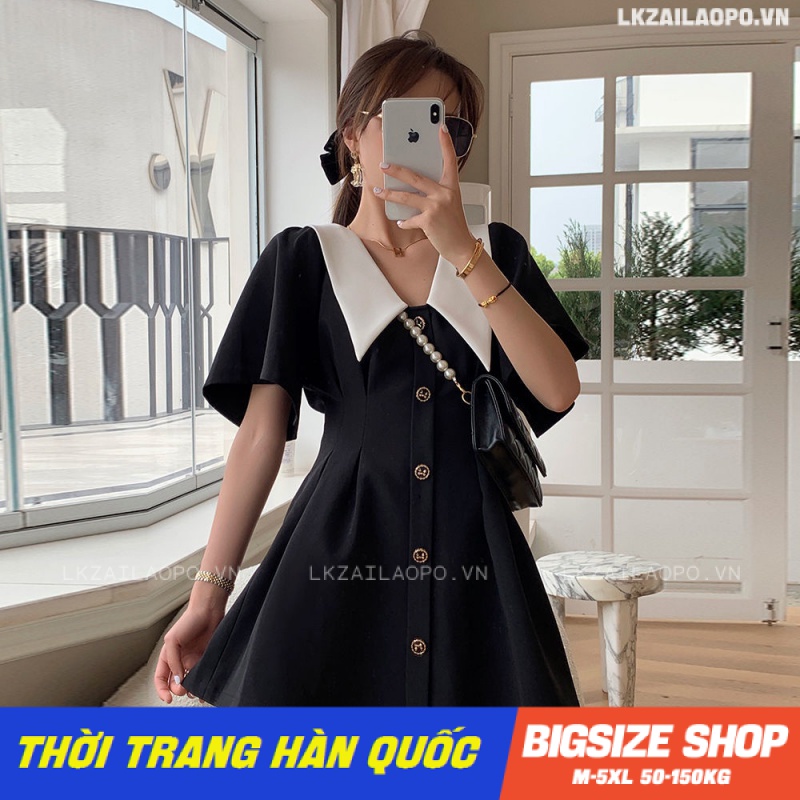 Đầm babydoll Bigsize Váy nữ dáng suông tay ngắn cổ chữ v mùa hè Phong cách Hàn Quốc Thời Trang sang chảnh cá tính xinh đẹp quảng châu cao cấp