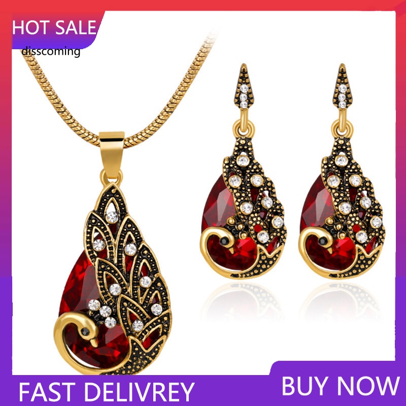 Áo Thun In Hình SL SL SL Thời Trang Năng Động| Bộ Vòng cổ + Bông Tai Hình Chim Công Đính Đá Thời Trang