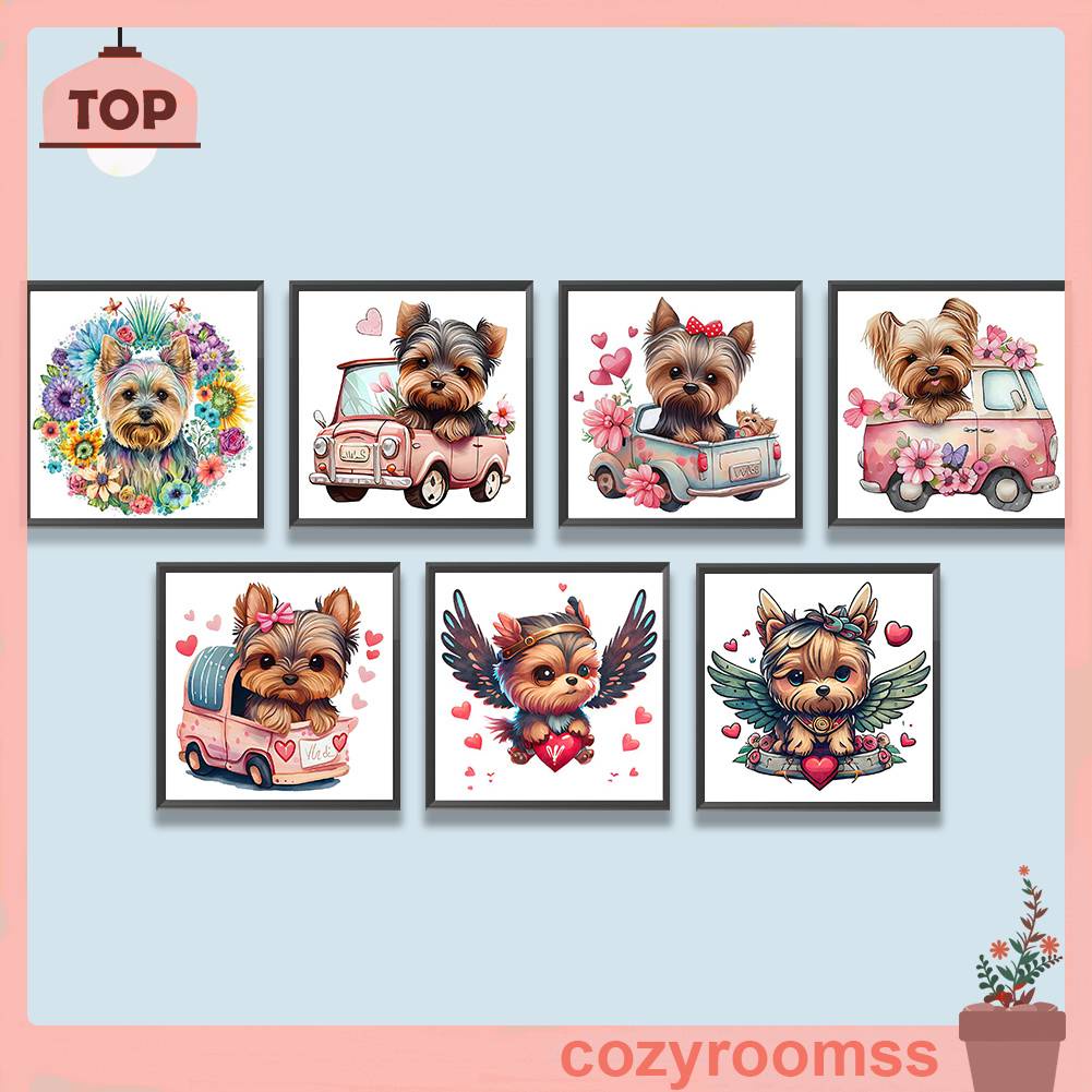 Tranh Đính Đá Kim Cương Toàn Bộ 5D DIY Hình Vẽ Chó Trang Trí Nhà Cửa