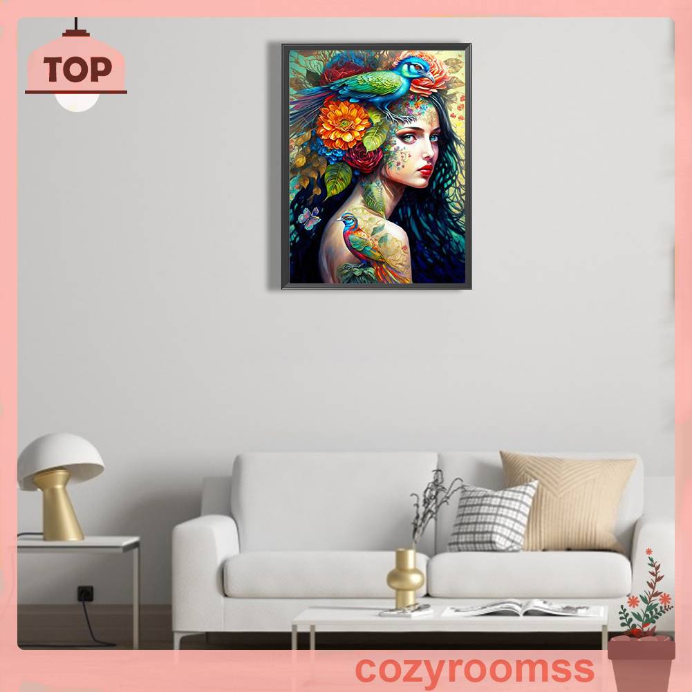 Tranh Đính Đá Kim Cương Toàn Bộ 5D DIY Hình Vẽ Cô Gái Trang Trí Nhà Cửa