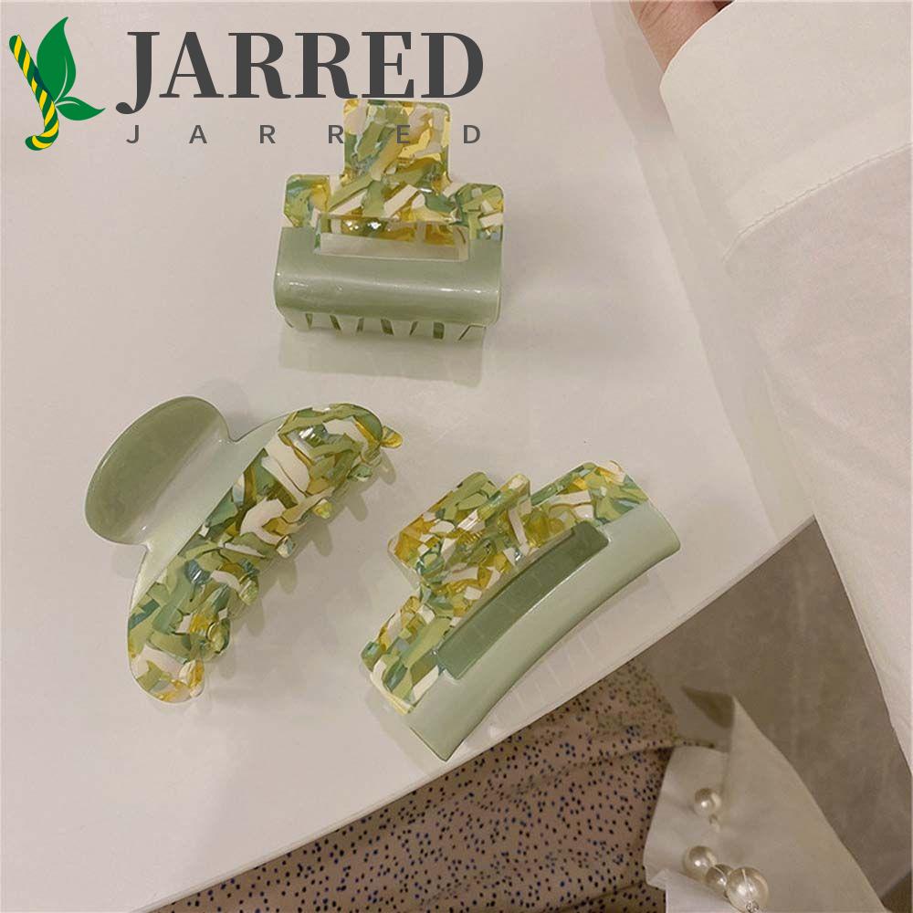 JARRED Kẹp Tóc Càng Cua In Họa Tiết Đá Cẩm Thạch Màu Xanh Lá Đơn Giản Ngọt Ngào Thời Trang Cho Nữ