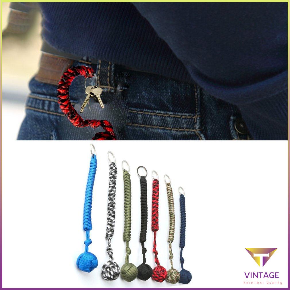 Monkey Fist Round Umbrella Rope Key Ring Pendant 7 Core Ball