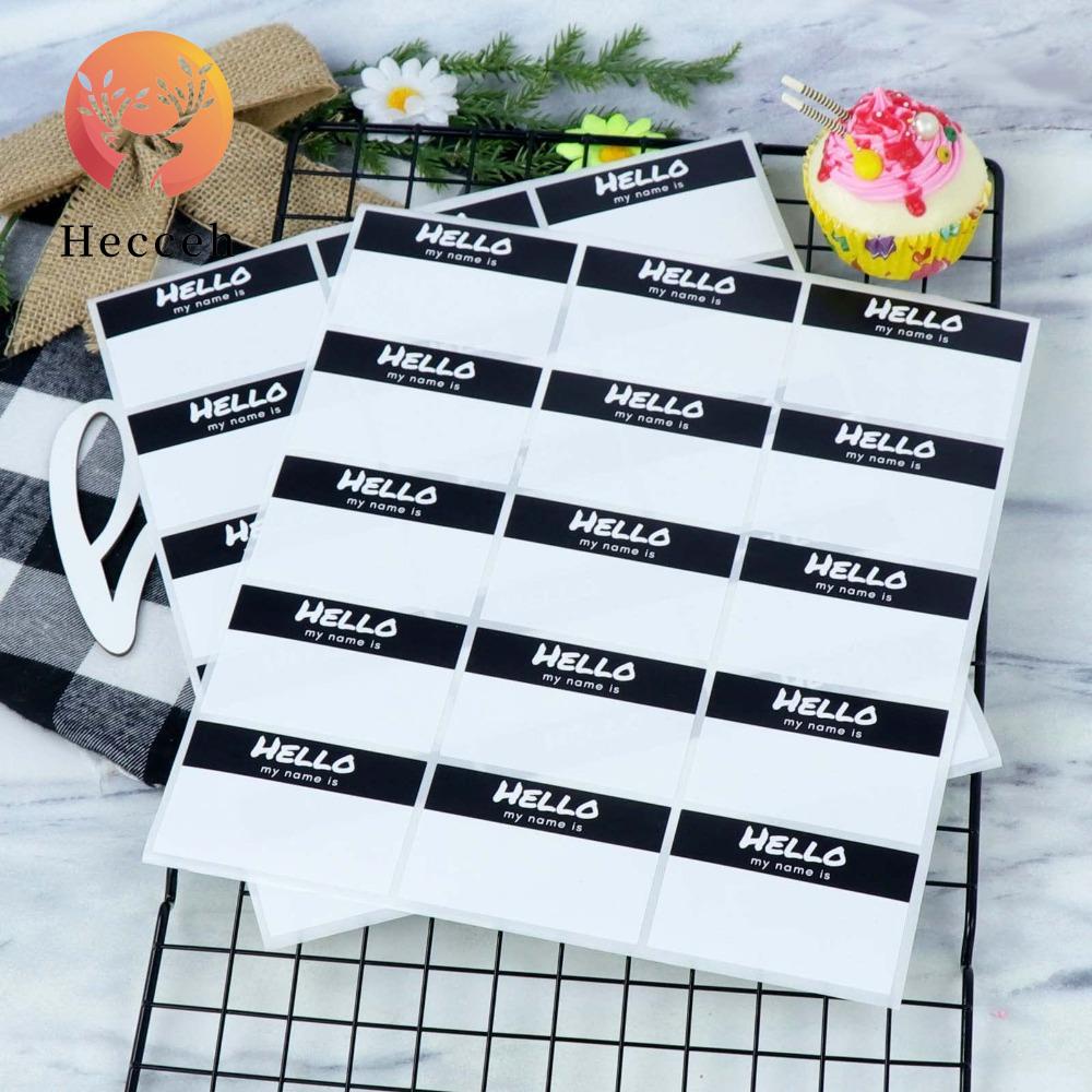 Nhãn Dán Giấy Ghi Tên Hình Chữ Hello Màu Đen Dùng Trong Trường Học / Văn Phòng