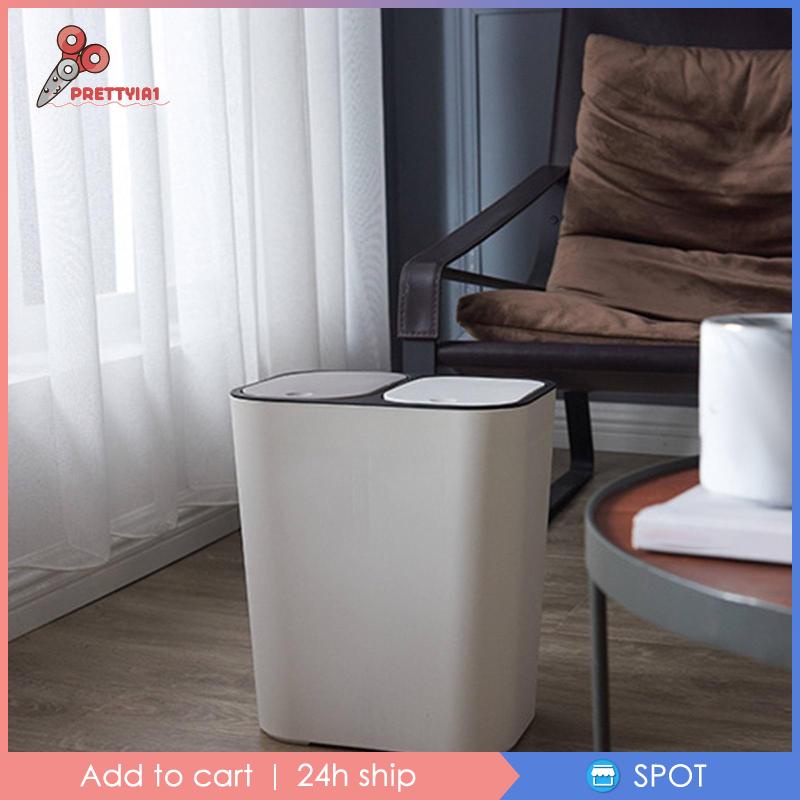 Thùng Rác Tái Sử Dụng Ướt Và Khô 15 Lít Màu Trắng Cho Nhà Bếp [Prettyia1]