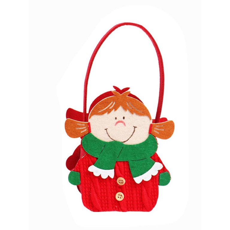 =Christmas=Handbag With Santa Christmas Gift Candy Bag Xmas Plush Santa Handbag Apple Bag