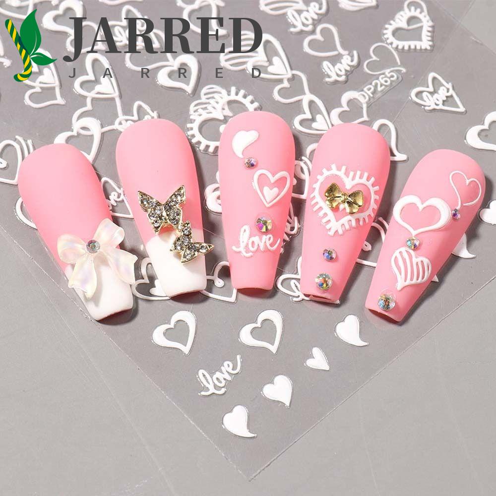 JARRED Miếng Dán Trang Trí Móng Tay Họa Tiết Hoa Trái Tim Thời Trang Cho Nữ
