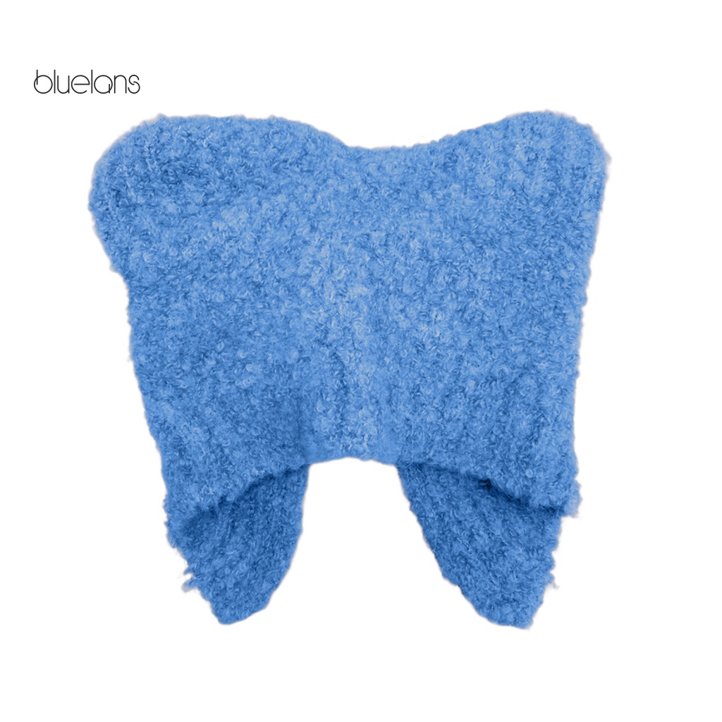 Mũ Beanie Vải Lông Màu Trơn Co Giãn Bảo Vệ Tai Không Viền Màu Sắc Thời Trang Thu Đông Cho Nữ