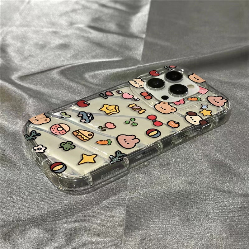 Ốp Điện Thoại Mềm Trong Suốt Họa Tiết Gấu Và Bánh Kem Dễ Thương Cho iPhone14promax 1312 / 11 7 / 8plus xr / sins ELJ9