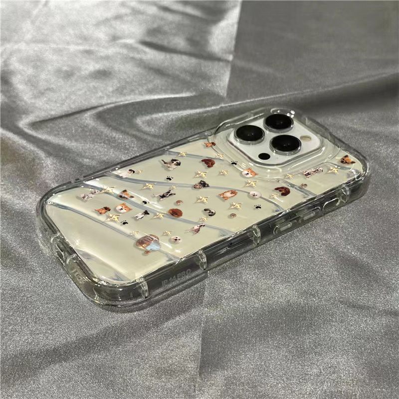 Ốp Điện Thoại Dẻo Trong Suốt Họa Tiết Chú Chó &amp; Ngôi Sao Dễ Thương Cho iPhone14promax 1312 / 11 7 / 8plus xr / sins D8YG