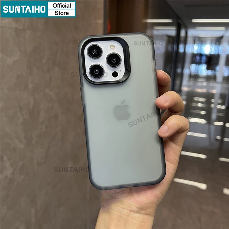 Suntaiho Ốp lưng ốp iphone chống bẩn đen Matte Frosted trong suốt Clear Simple silicon Softcase For iPhone 14 Pro Max 13 12 case iPhone xr 11 Pro Max X XS Max IP 7 8 Plus viền vuông Shockproof Full Cover