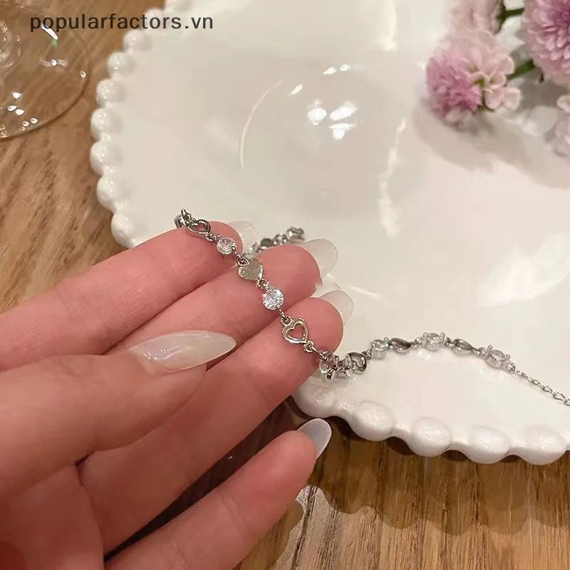 Vòng Tay Đính Đá Zircon Lấp Lánh Thời Trang Hàn Quốc Cho Nữ