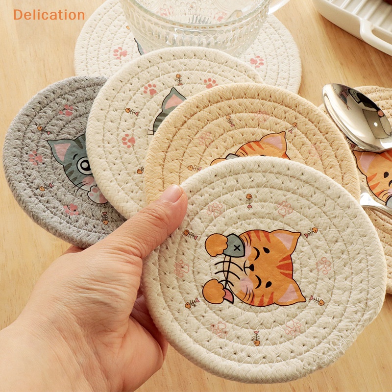 [elebuy] Tấm lót bàn cách nhiệt placemat cup bát mat trang trí nội thất bền mẫu mèo coaster bàn trang trí phụ kiện nhà bếp