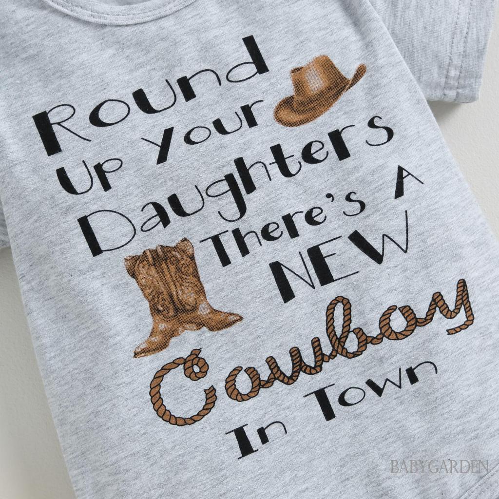 Bộ Áo Liền Quần In Chữ Dễ Thương Cho Bé 0-12 Tháng Tuổi