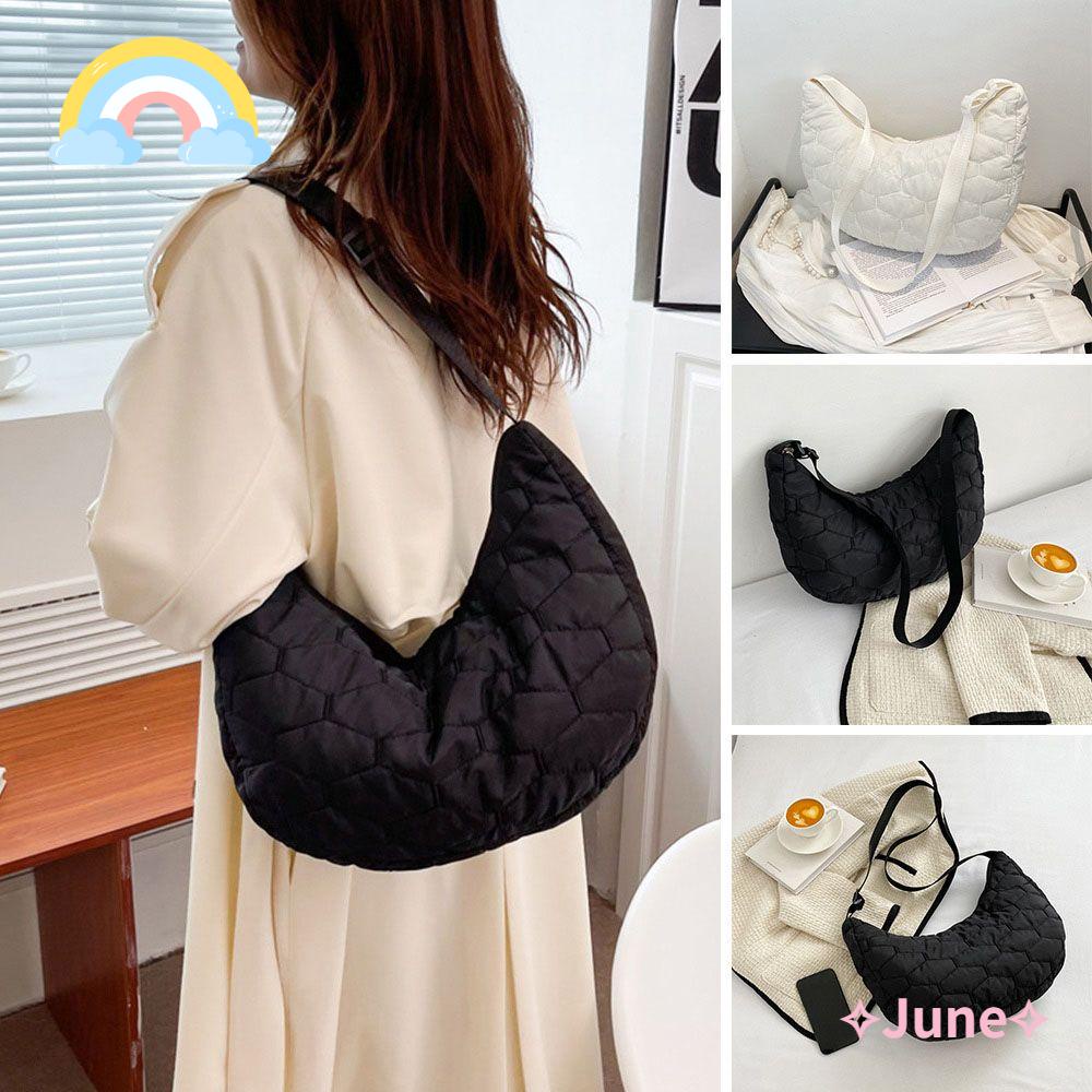 JUNE Túi Tote Đeo Vai Chất Liệu Cotton Siêu Nhẹ Thời Trang Dành Cho Nữ